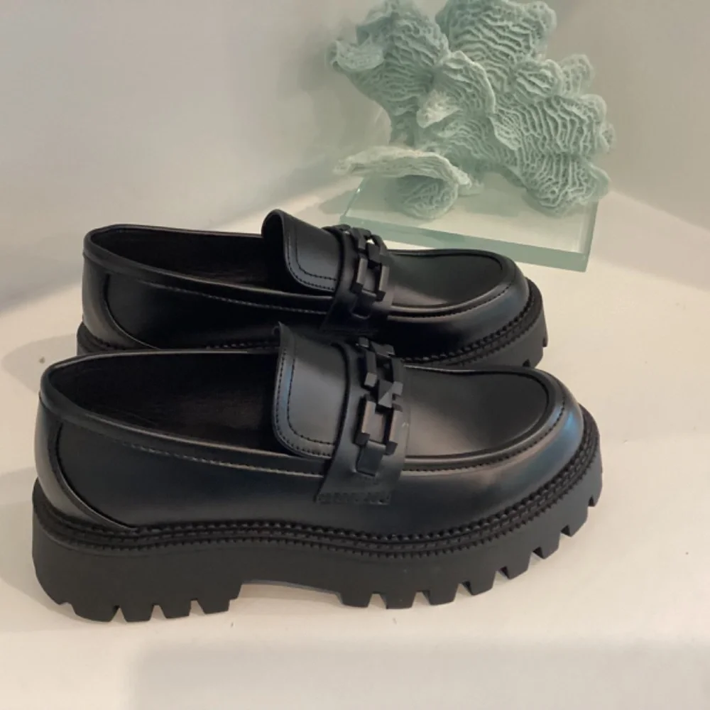 Steve Madden Women's Loafer Chunky Platform Black Leather All Sizes - Picture 6 of 12